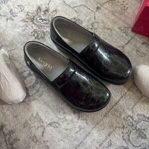 Alegria Shiny Black Slip-On Shoes